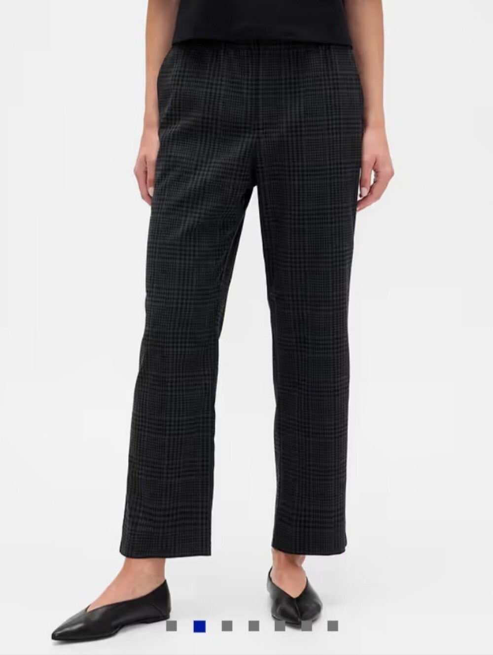 Gap High Rise Straight Leg Pants, Gray Plaid